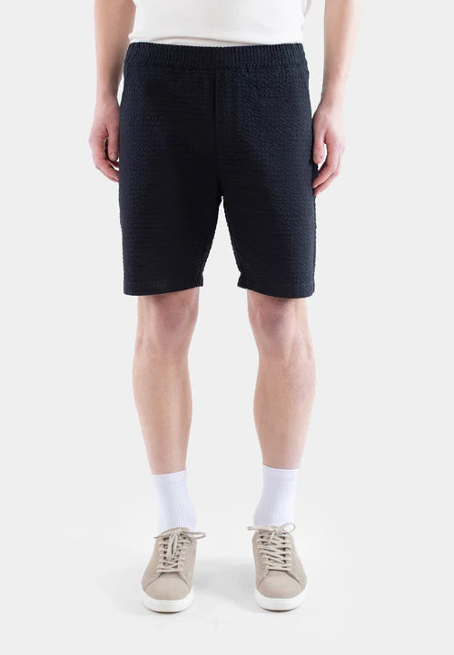Mian seersucker shorts - Dark Navy