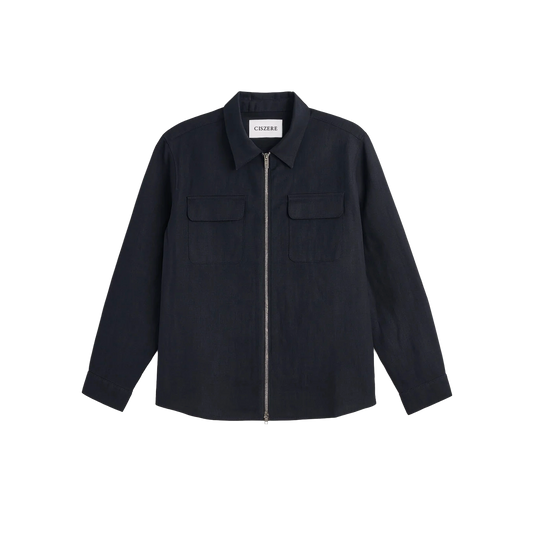 Quincy linen overshirt - Midnight ocean blue