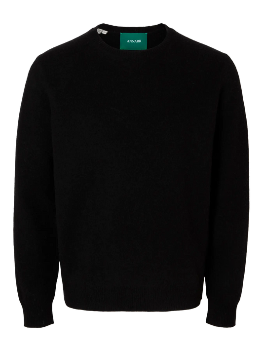 Ragi Long-sleeve Knit Wool Crewneck - Black