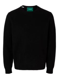 Ragi Long-sleeve Knit Wool Crewneck - Black