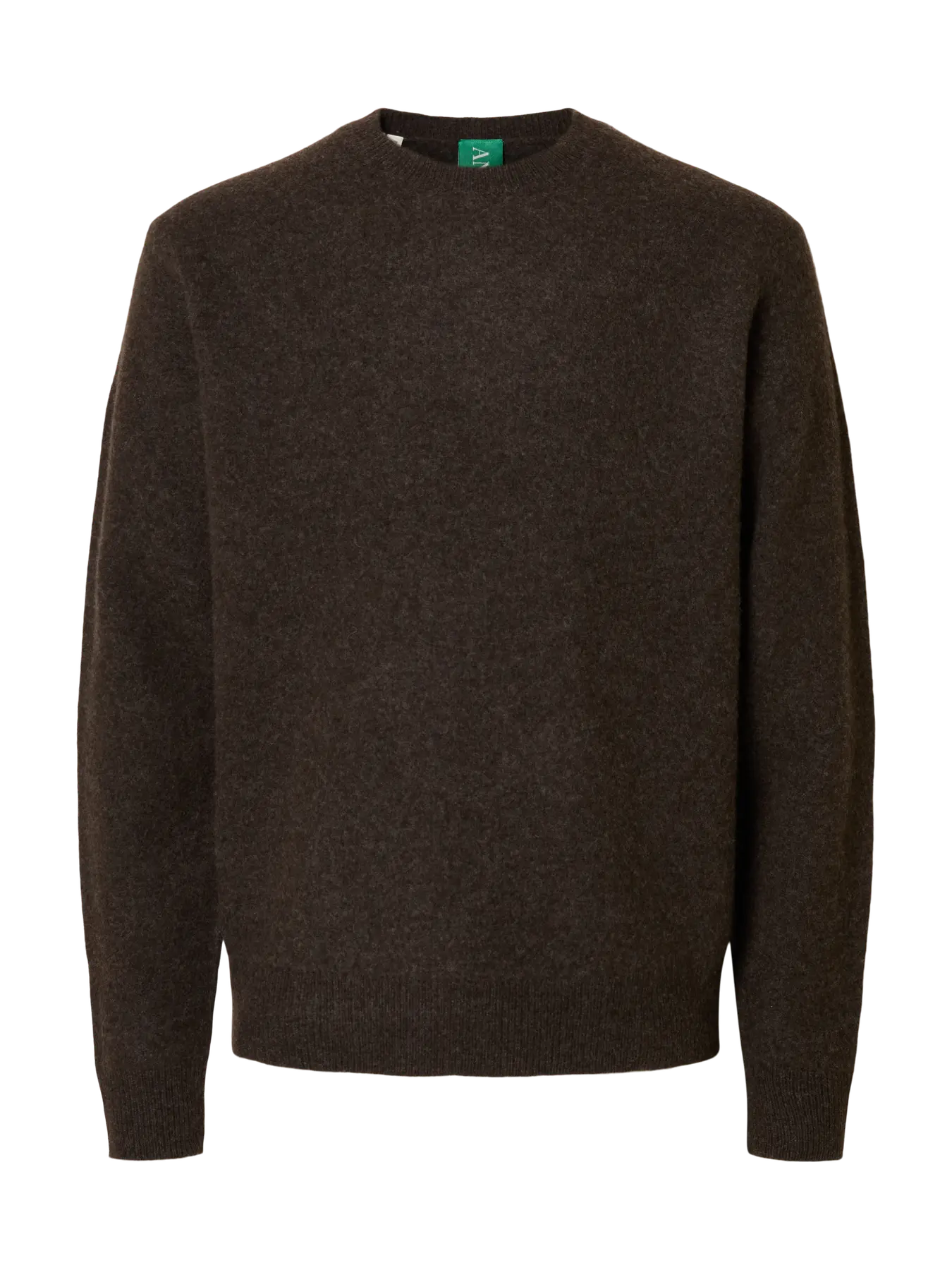 Ragi Long-sleeve Knit Wool Crewneck - Black Coffee