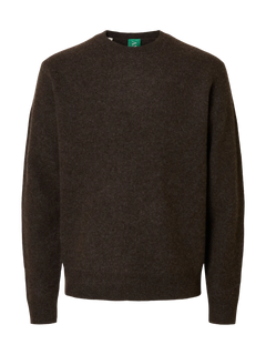 Ragi Long-sleeve Knit Wool Crewneck - Black Coffee