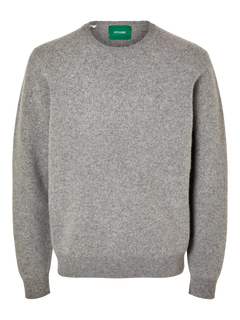 Ragi Long-sleeve Knit Wool Crewneck - Medium Grey Melange
