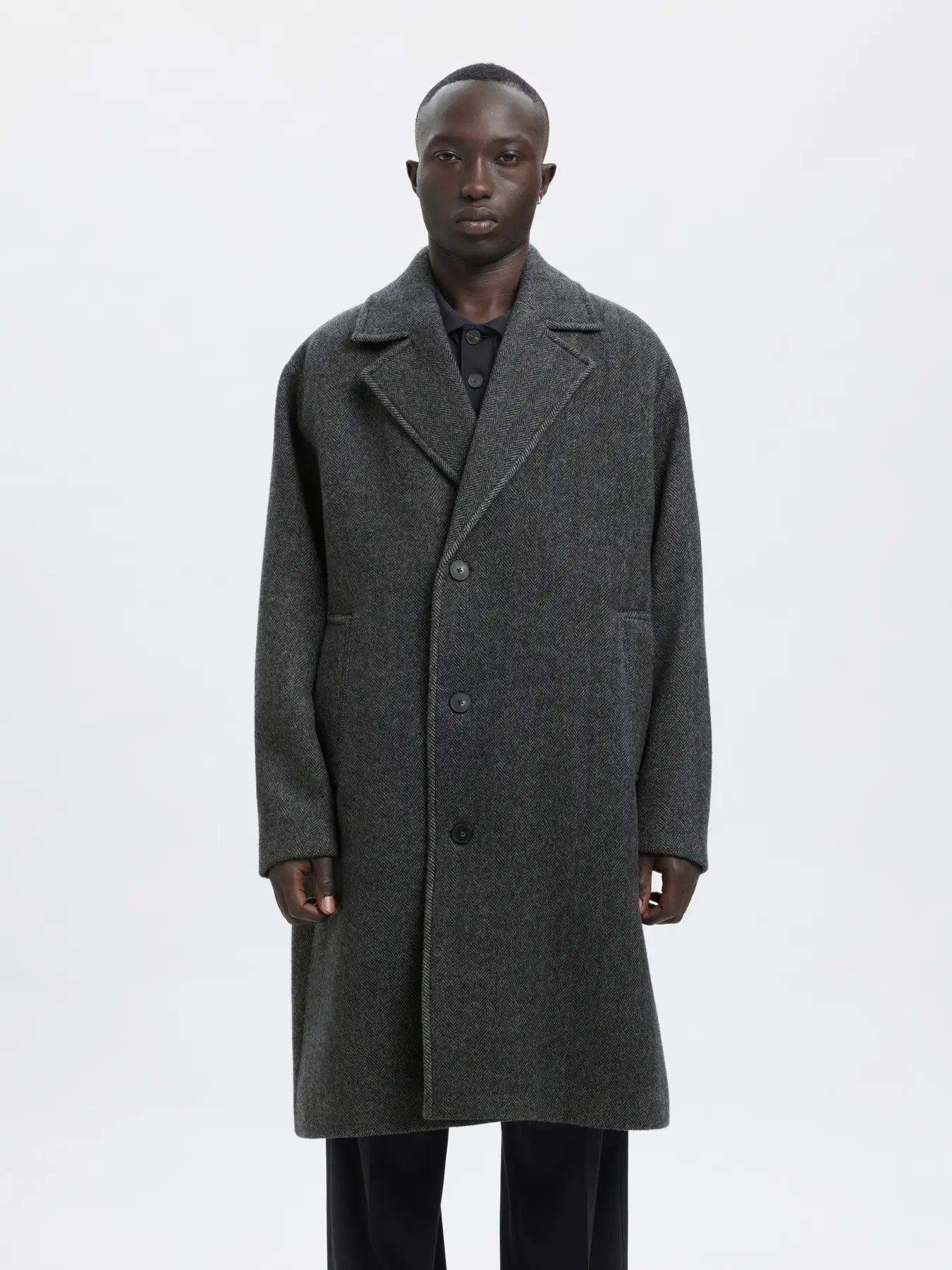 Ragnar Coat - Grey Melange Herringbone