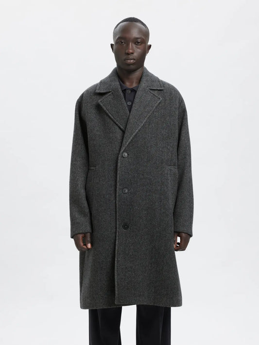 Ragnar Coat - Grey Melange Herringbone