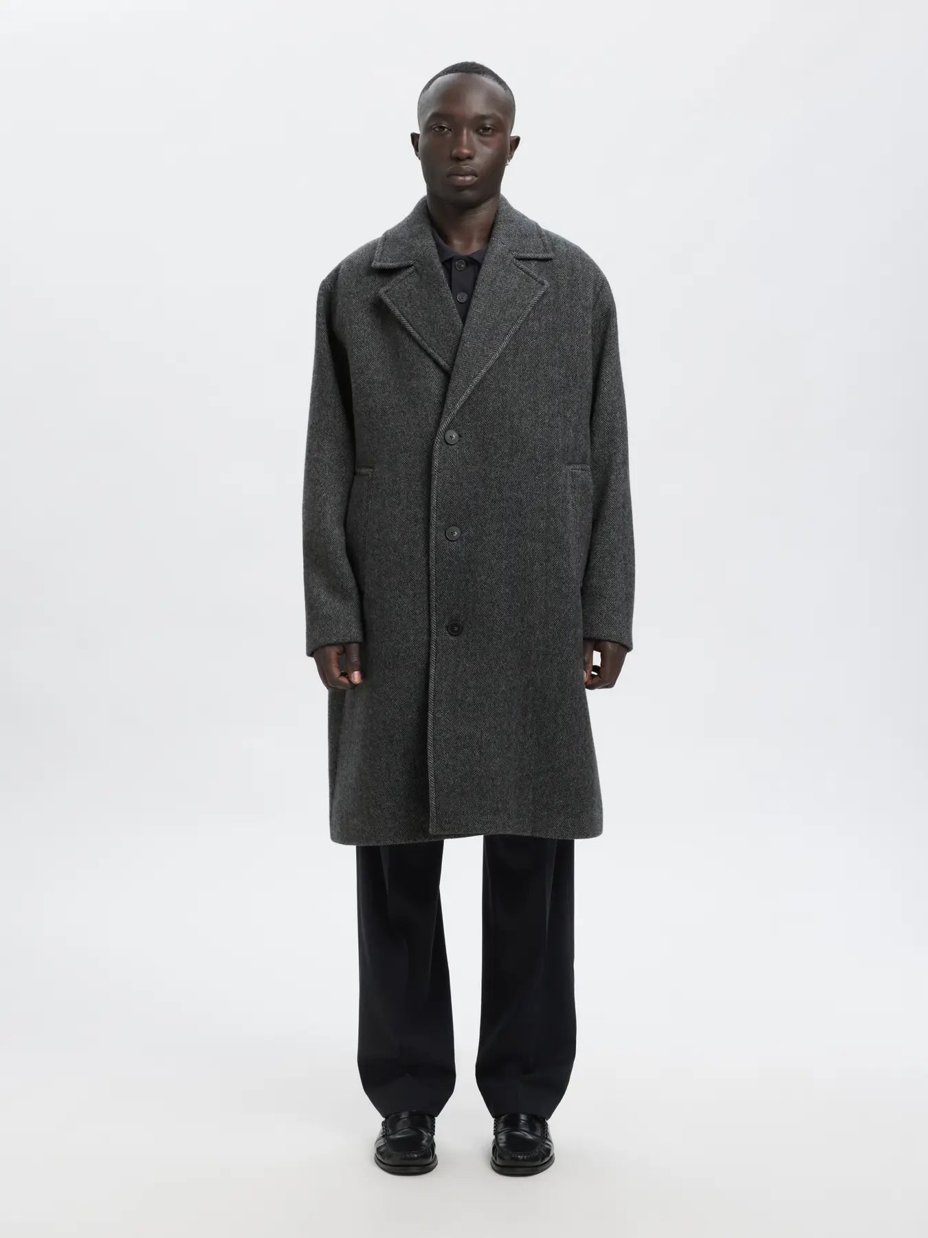 Ragnar Coat - Grey Melange Herringbone