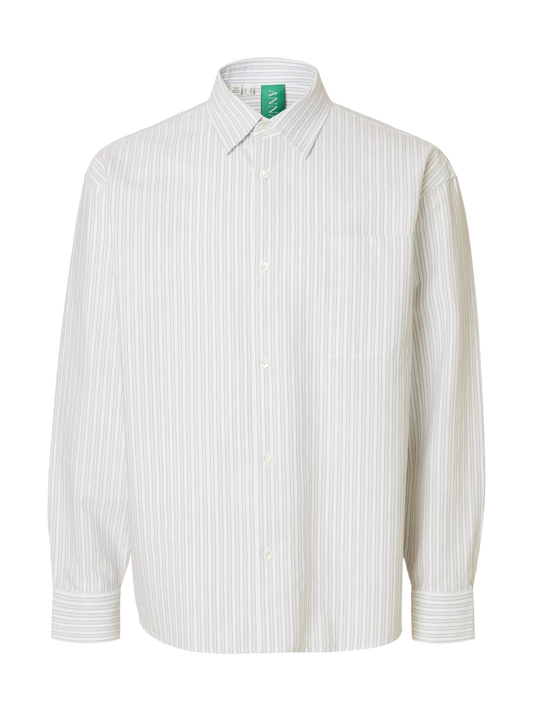 Volund Oxford Long-sleeve Shirt - Brilliant White/Weathered Teak