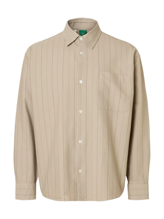 Volund Oxford Long-sleeve Shirt - Pure Cashmere Stripes