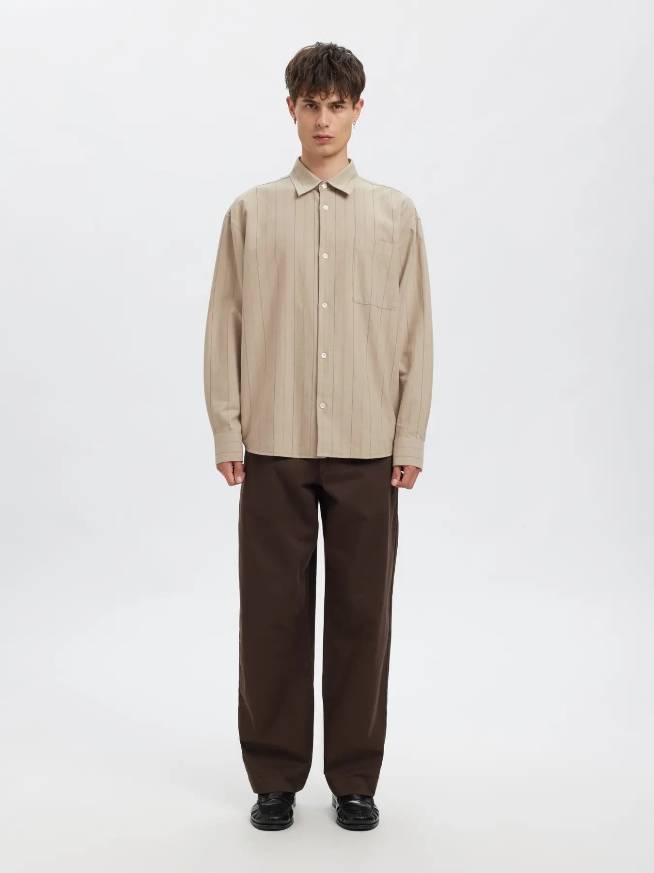 Volund Oxford Long-sleeve Shirt - Pure Cashmere Stripes