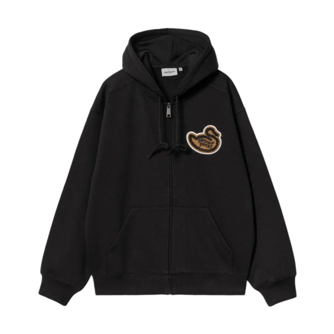 Hooded Brown Ducks Jacket - Black