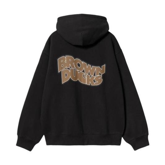 Hooded Brown Ducks Jacket - Black