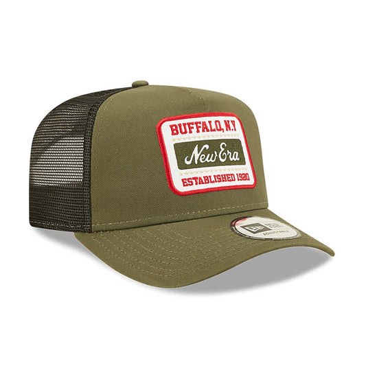 9Forty A-Frame State Patch Trucker Newera - New Olive/Scarlet