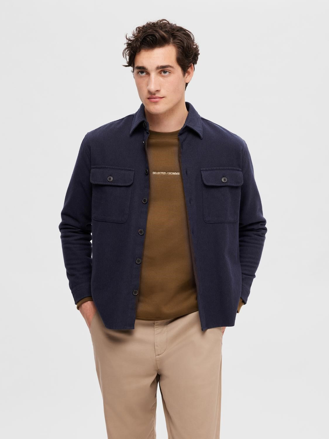 Mason-Twill Overshirt Long-Sleeve - Navy Blazer