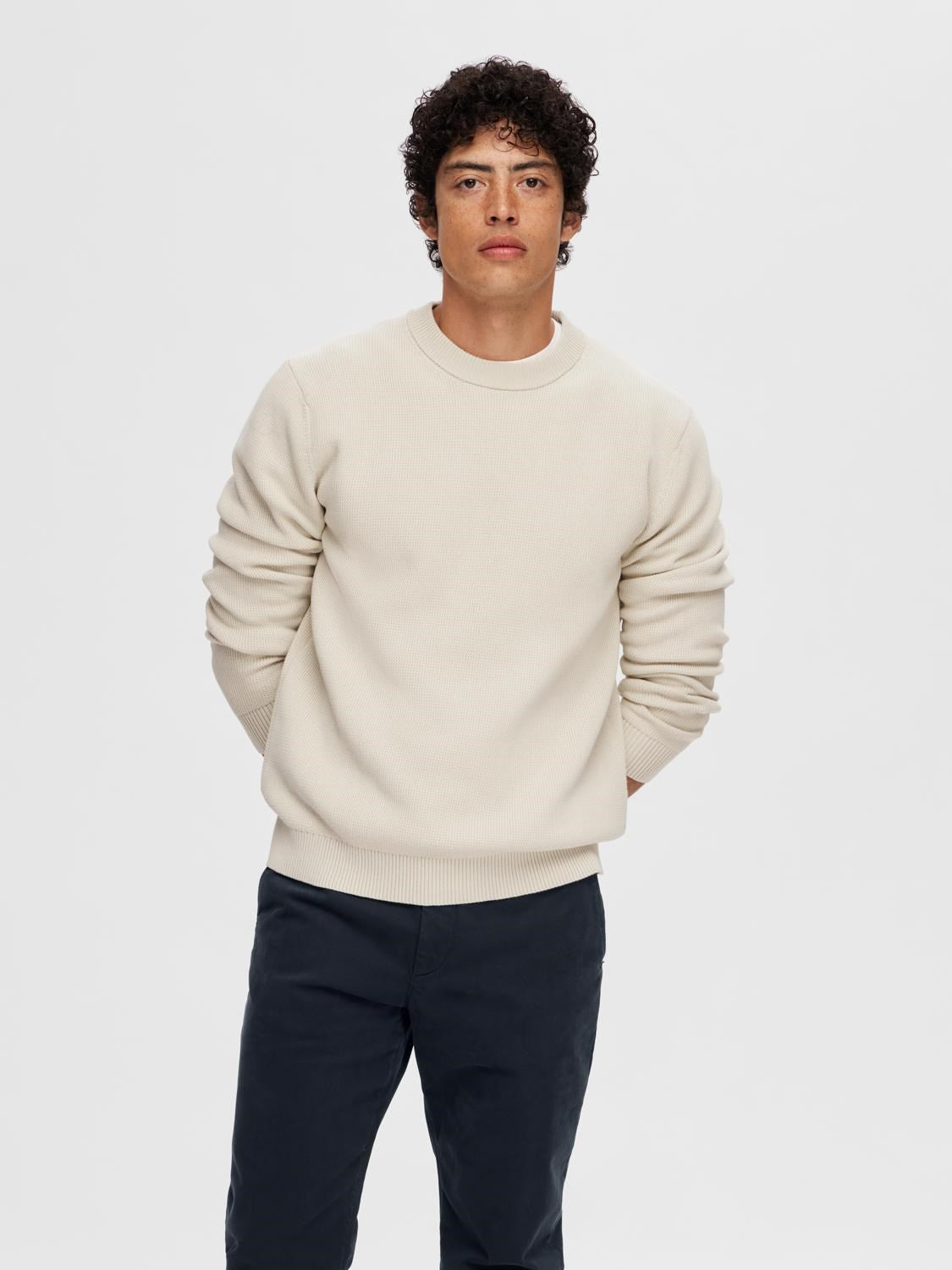 Dane Knit Structure Crew - Oatmeal