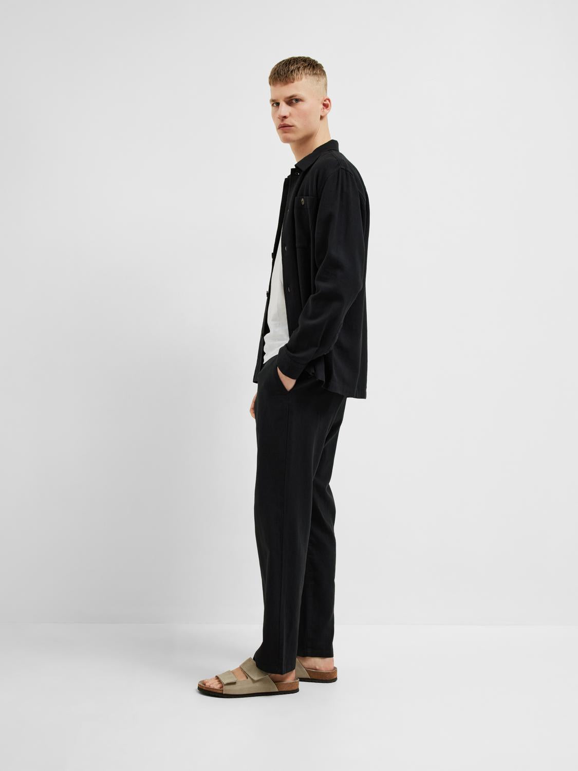 196 Straight Brody Linen Pant - Black