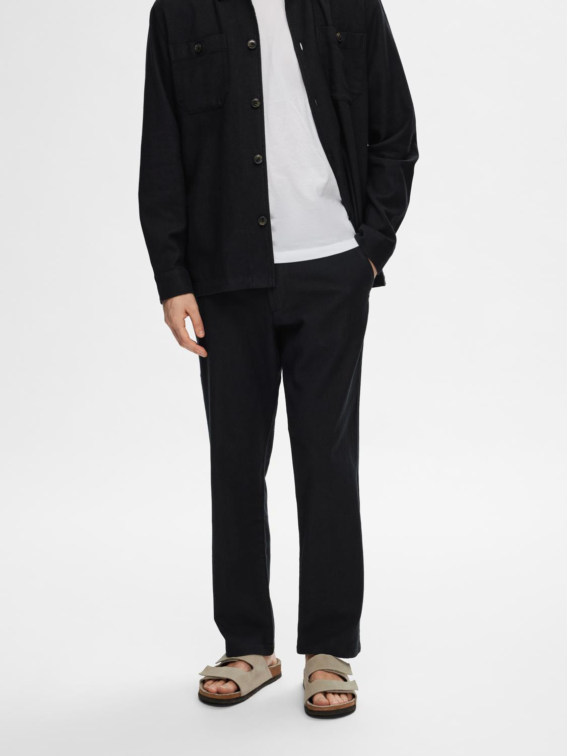 196 Straight Brody Linen Pant - Black