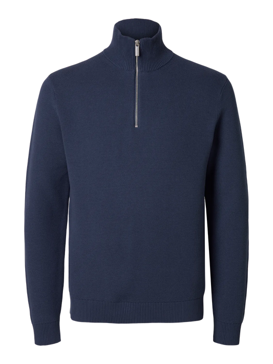 Dane Knit Structure Half Zip Sweater - Oceana