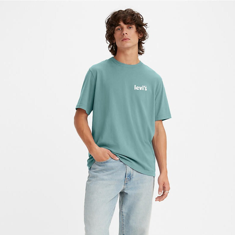Relaxed Fitshort-Sleeve Tee Poster Chest - Pastel Turquoise