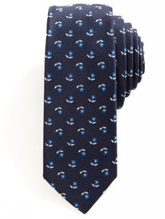 Tie - Navy with small flowers
