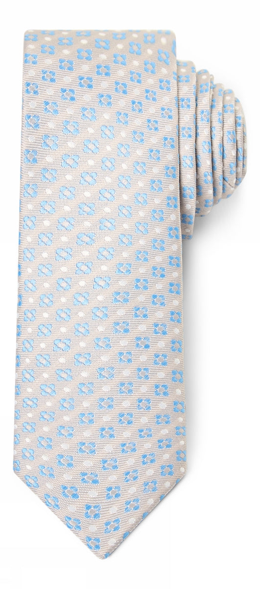 Tie - Beige/Blue/White