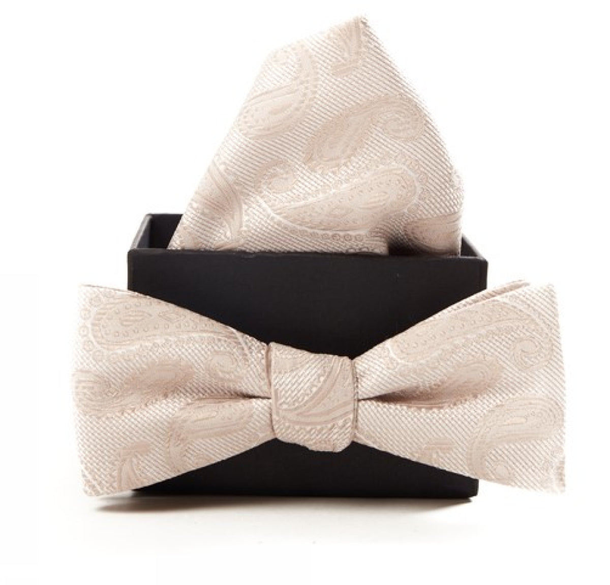 Bowtie & Hankie - Offwhite with pattern