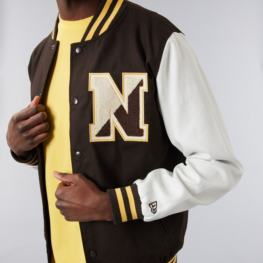 Heritage  Varsity Jacket Newera - Brown Suede/Offwhite