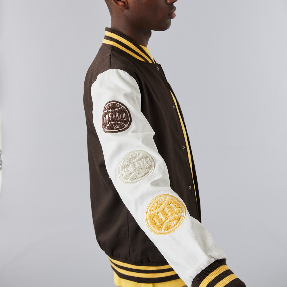 Heritage  Varsity Jacket Newera - Brown Suede/Offwhite
