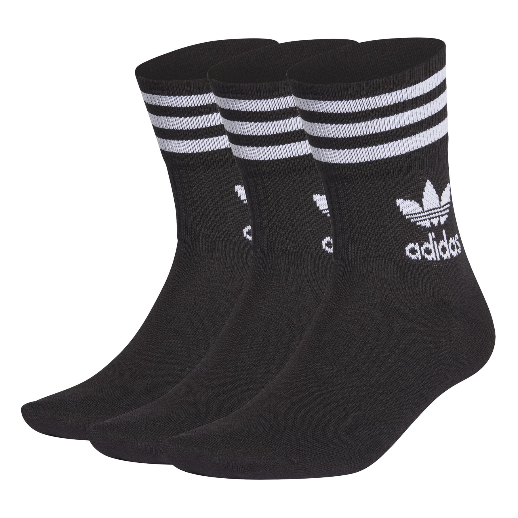 Mid-Cut Crew Socks 3 Pairs - Black/White