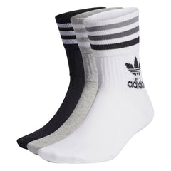 Mid-Cut Crew Socks 3 Pairs - White/Medium Grey Heather/Black