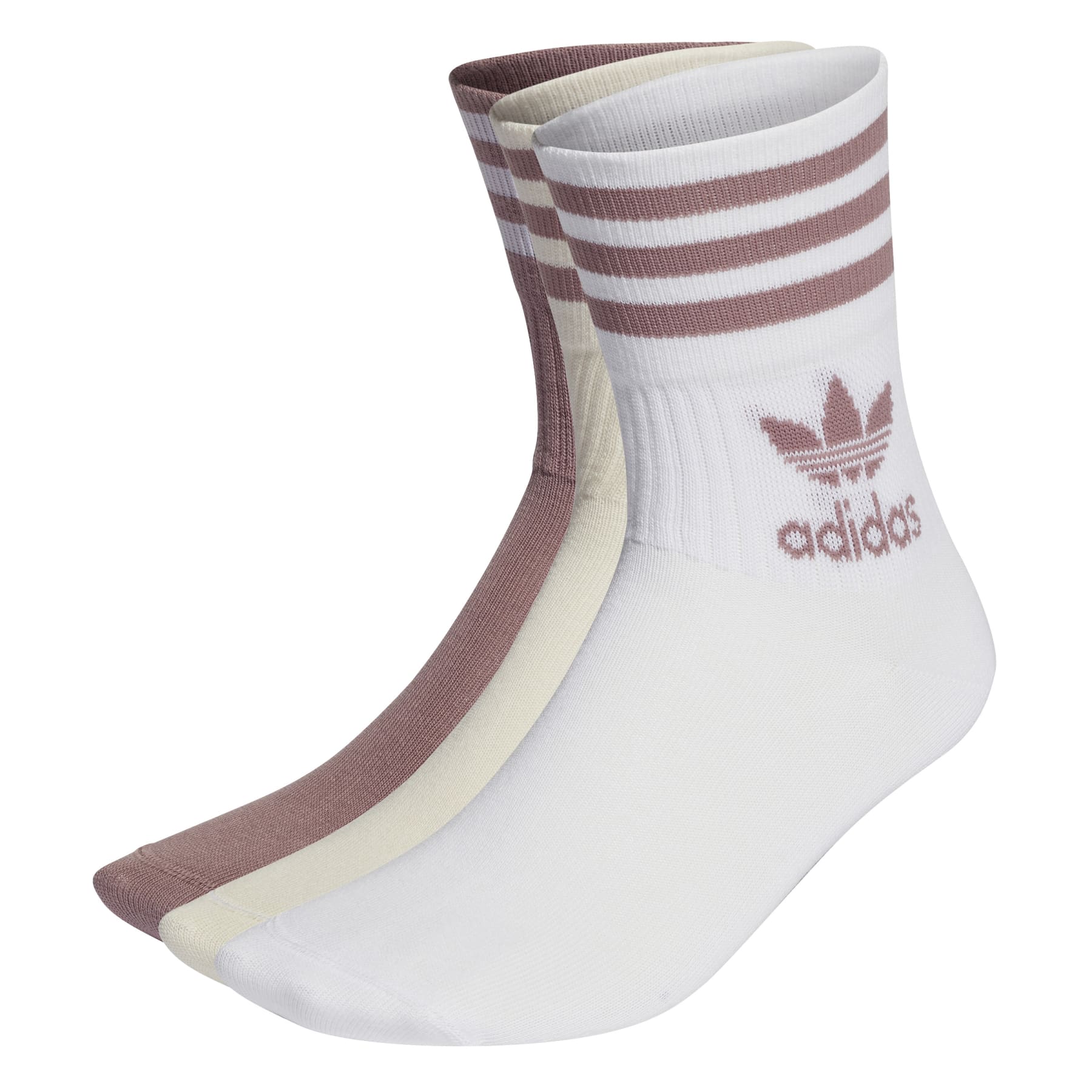 Mid-Cut Crew Socks 3 Pairs - White/Wonder White/Wonder Oxide