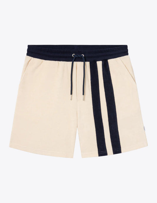 Javier Sports Towel Shorts - Ivory/Dark Navy