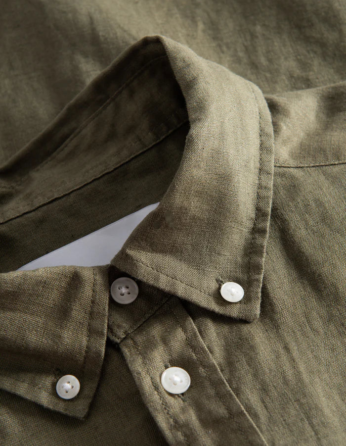 Kristian Linen B.D. Shirt - Olive Night