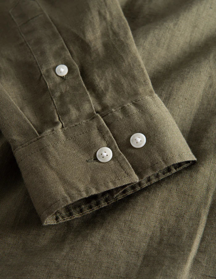 Kristian Linen B.D. Shirt - Olive Night