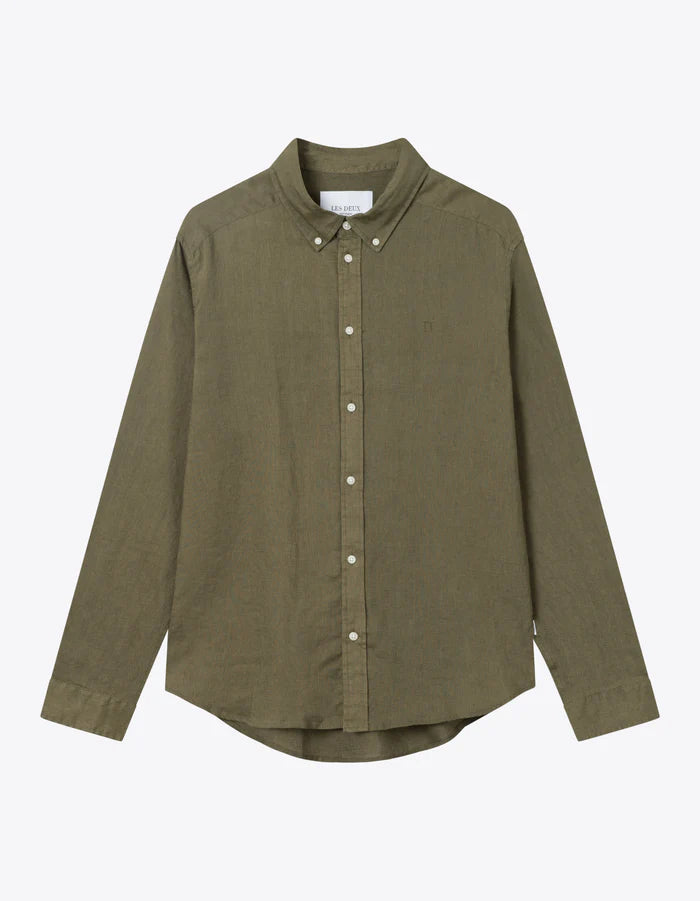 Kristian Linen B.D. Shirt - Olive Night