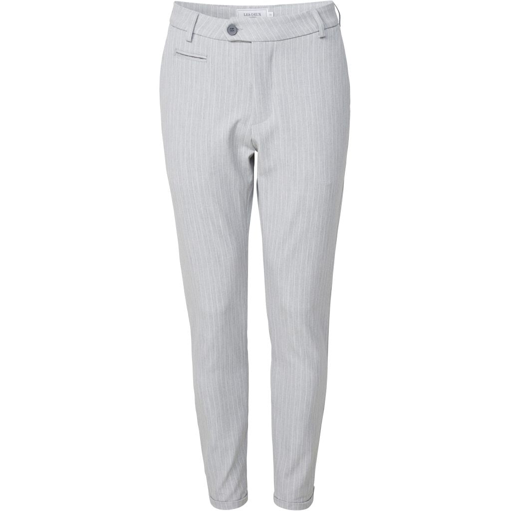 Como Light Pinstripe Suit Pants - Snow Melange/White