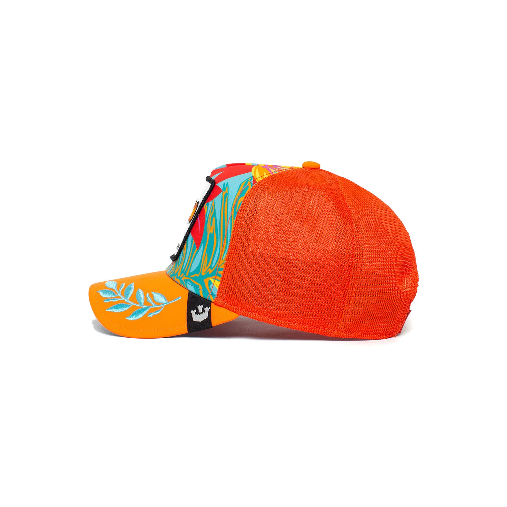 Trucker keps med en anemone fisk på i orange färg, sidan