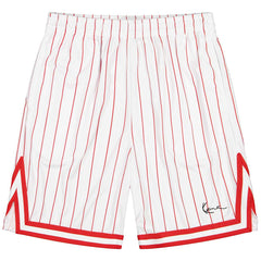 Small Signature Pinstripe Mesh Shorts - White/Red